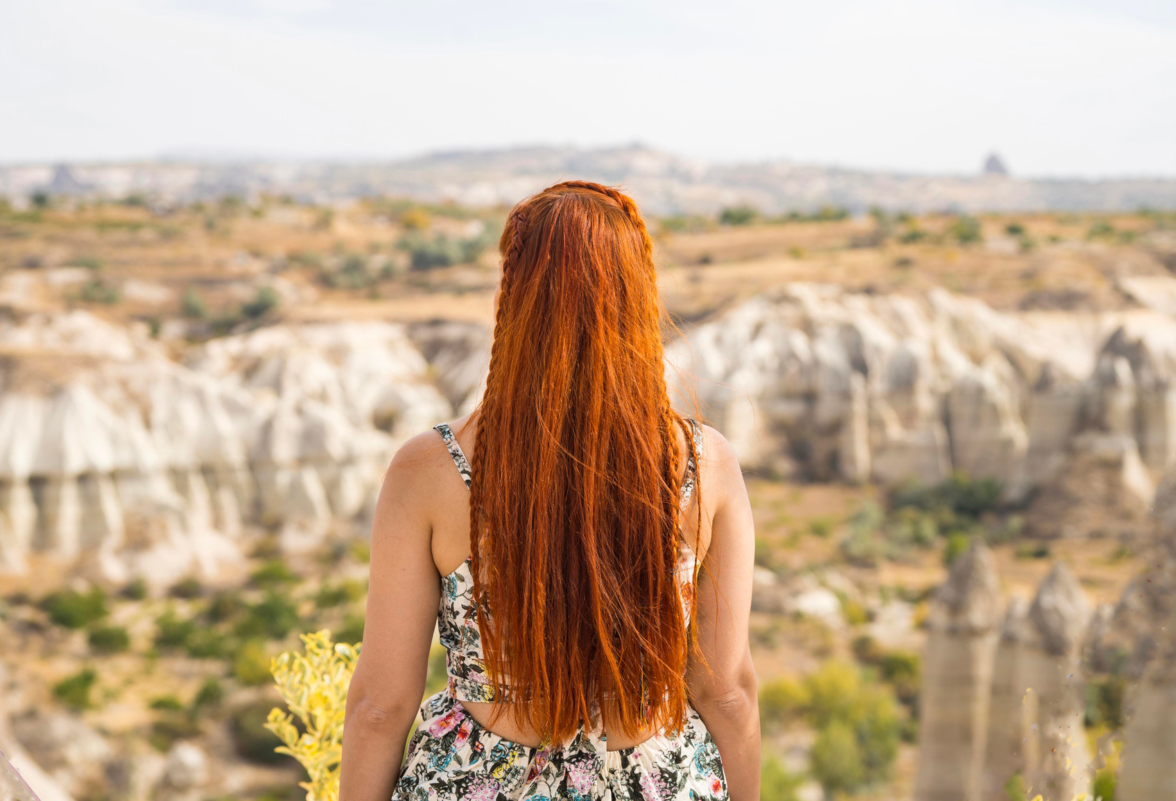 Back View of a Woman with Red Hair